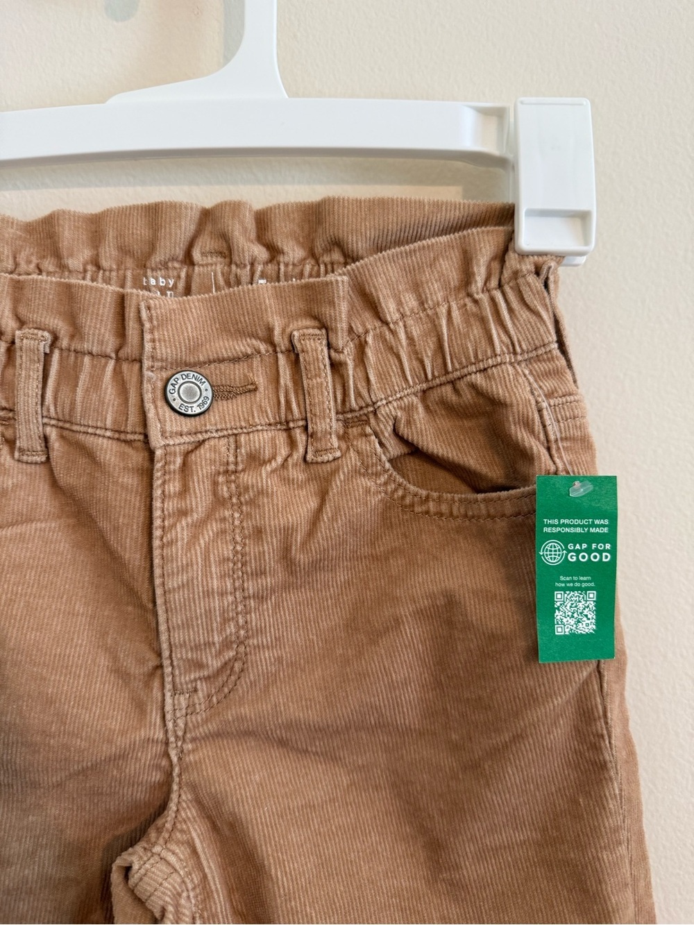 NWT Gap Kids Girls Brown Corduroy Pant 5 5T Ruffle Waist Stretch Cotton - Picture 2 of 11